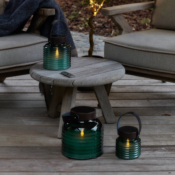 Sirius Solární lampa Aston Jar, výška 12 cm, zelená/hnědá, IP44, Zelená, Sklo