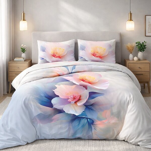 SATÉNOVÉ POVLEČENÍ SATYNLOVE PREMIUM 160X200 CM, 2KS 70X80 CM KVĚTY