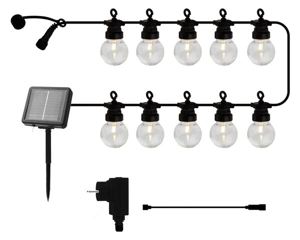 Sirius LED světelná řetězová girlanda Lucas Start-Set čirá, 10 žárovek, solární/s, Vícebarevná, Plast