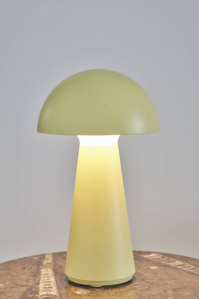 Sirius LED stolní lampa Sam na akumulátor, žlutá, plast, výška 28 cm, IP54, stmívatelný, Žlutá / oranžová, Plast, Skandinávský