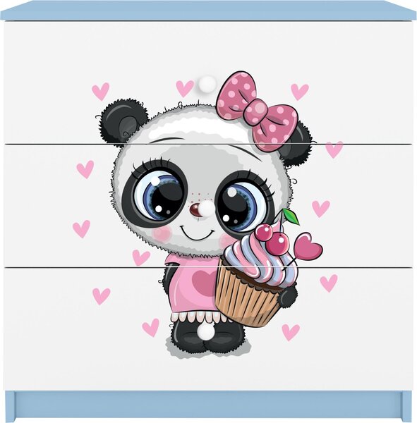 Dětská komoda Panda v modré barvě Babydreams