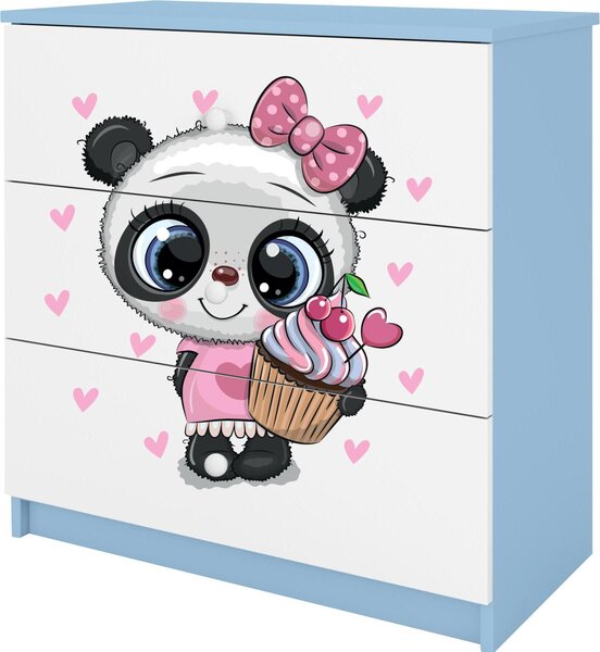Dětská komoda Panda v modré barvě Babydreams