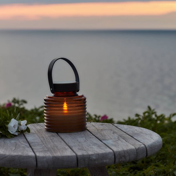 Sirius Solární lampa Aston Jar, výška 16 cm, jantarová/hnědá, IP44, Krémová / jantar, Sklo