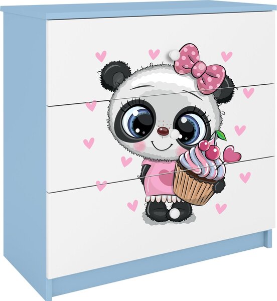 Dětská komoda Panda v modré barvě Babydreams