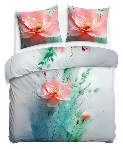 SATÉNOVÉ POVLEČENÍ SATYNLOVE PREMIUM 160X200 CM, 2KS 70X80 CM KVĚTY