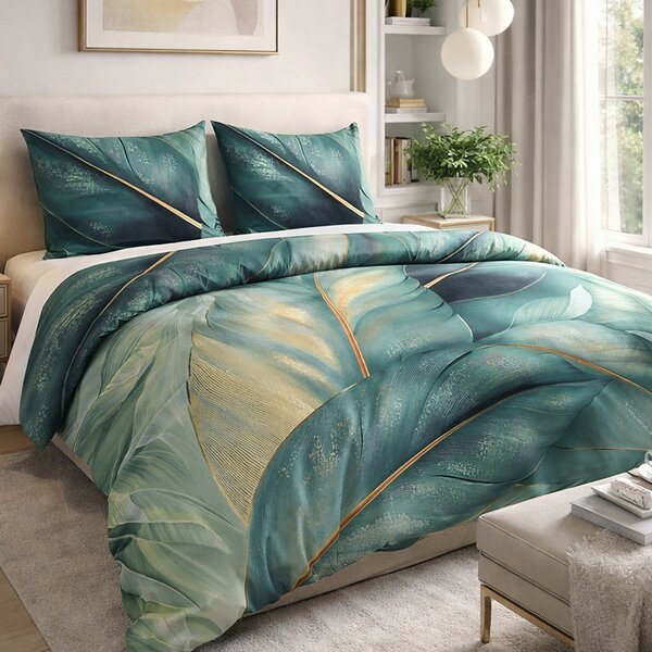 SATÉNOVÉ POVLEČENÍ SATYNLOVE PREMIUM 160X200 CM, 2 KS 70X80 CM LISTY