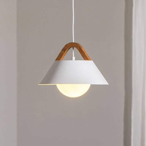 Luminex Závěsné světlo Funda, bílé, Ø 30 cm, 1 žárovka, kov/sklo, stmívatelný, Bílá / opál, Obývací pokoj / jídelna, kov, Moderní