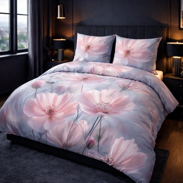 SATÉNOVÉ POVLEČENÍ SATYNLOVE PREMIUM 180X200 CM, 2KS 70X80 CM KVĚTY