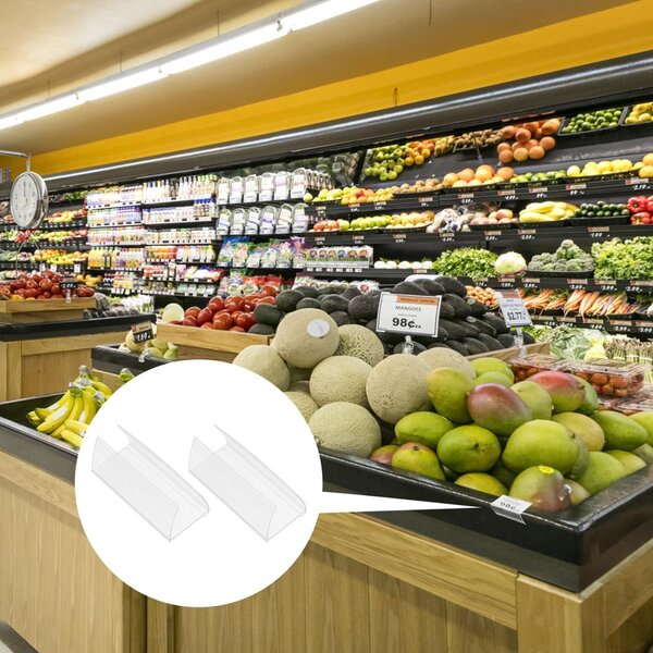 Mobilní regály – držáky štítků – dlouhá životnost – průhledné – cenové štítky – vhodné pro supermarkety – 30 kusů