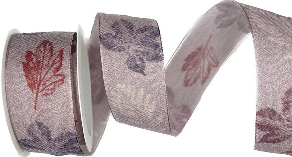 Stuha látková Autumn Cotton Leaf – Misty Violet fialová 40mm x 2m (14,-Kč/m)