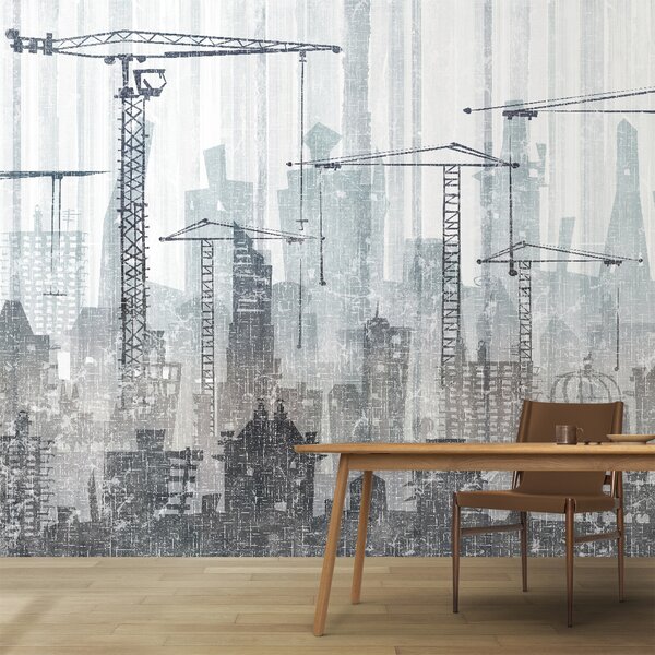 Fototapeta Skupina jeřábů ve městě, Geometrické 3D fototapety, Populární fototapety, u26287 - Tapeko.co.cz