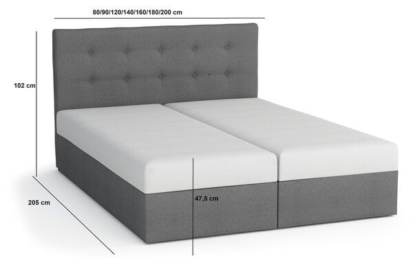 Moderní postel 140x200 STIG II s úložným prostorem - šedá