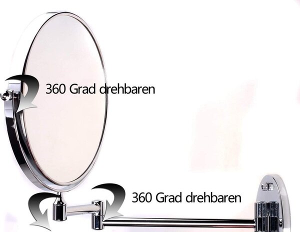 Himry Kosmetické zrcátko, 8 palců, 360°, chromované