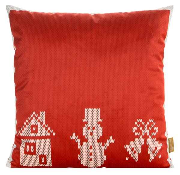 VÁNOČNÍ DEKORAČNÍ POVLAK NA POLŠTÁŘ NOEL 1KS 45X45 CM ČERVENÁ