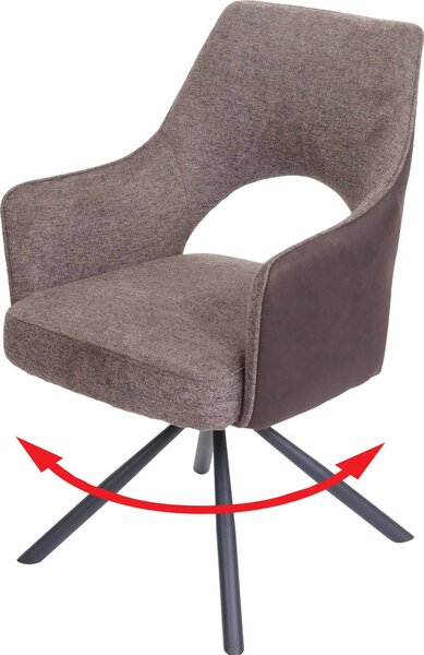Jídelní židle HWC-K30, kuchyňská židle, křeslo, otočná automatická poloha, látka/textil MVG hnědá-tmavě hnědá