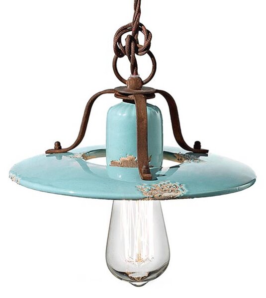 Vintage závěsná lampa Giorgia v tyrkysové barvě