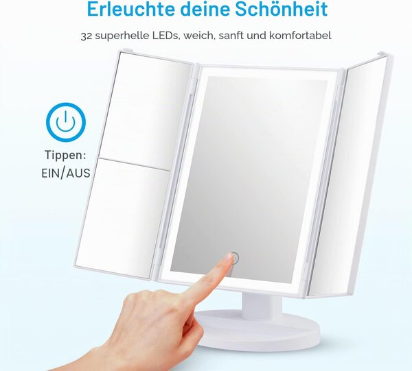 Grifema, LED zrcadlo s osvětlením, zvětšení 3x, bílé barvy