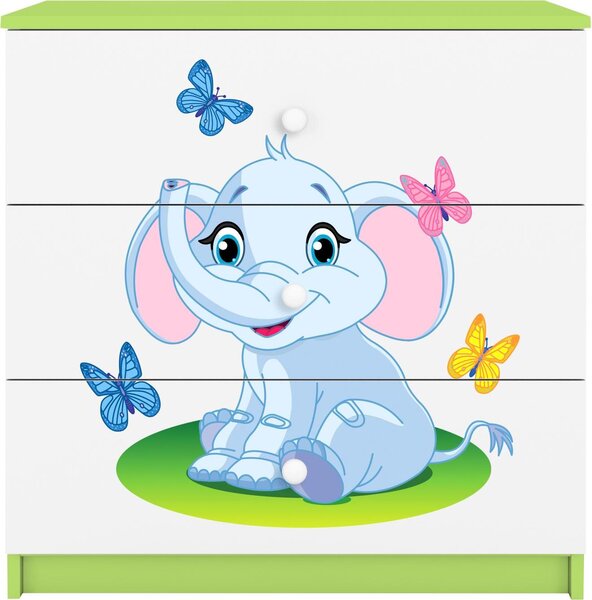 Dětská komoda slon v zelené barvě Babydreams