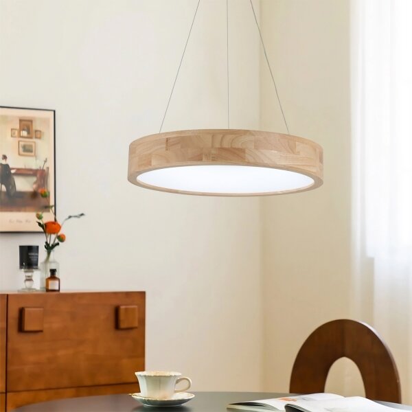 Brilagi -LED Lustr na lanku FALCON WOOD LED/30W/230V 3000/4000/6000K 45 cm dřevo