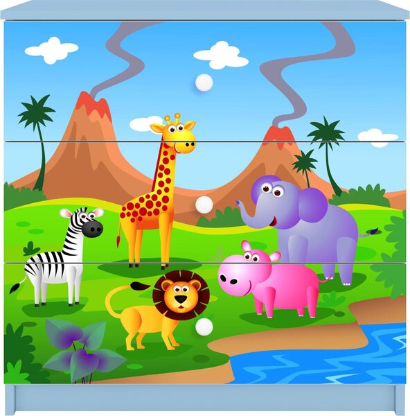 Dětská komoda Safari v modré barvě Babydreams