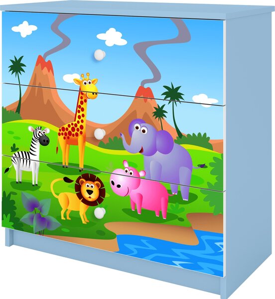 Dětská komoda Safari v modré barvě Babydreams