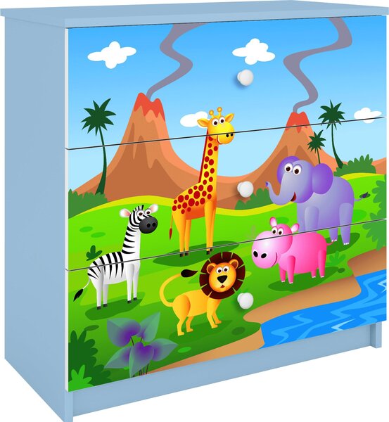 Dětská komoda Safari v modré barvě Babydreams