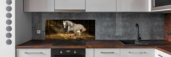 Panel do kuchyně Bílý kůň ve stáji pksh-113734003