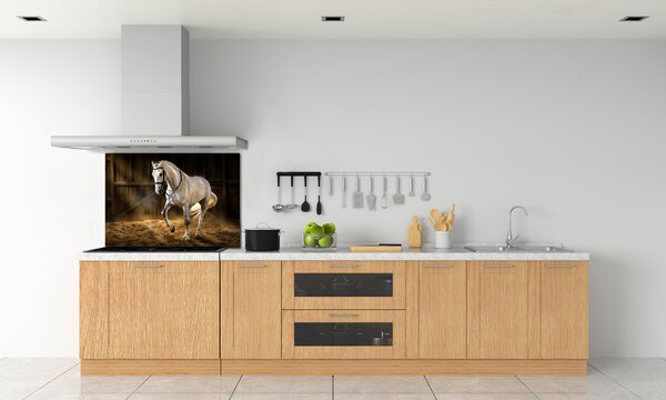 Panel do kuchyně Bílý kůň ve stáji pksh-113734003