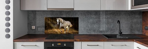 Panel do kuchyně Bílý kůň ve stáji pksh-113734003