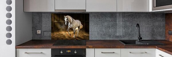 Panel do kuchyně Bílý kůň ve stáji pksh-113734003