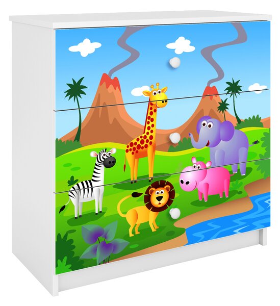 Dětská komoda Safari v bílé barvě Babydreams