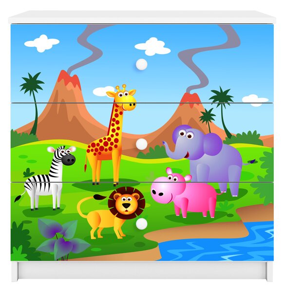 Dětská komoda Safari v bílé barvě Babydreams