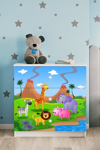 Dětská komoda Safari v bílé barvě Babydreams