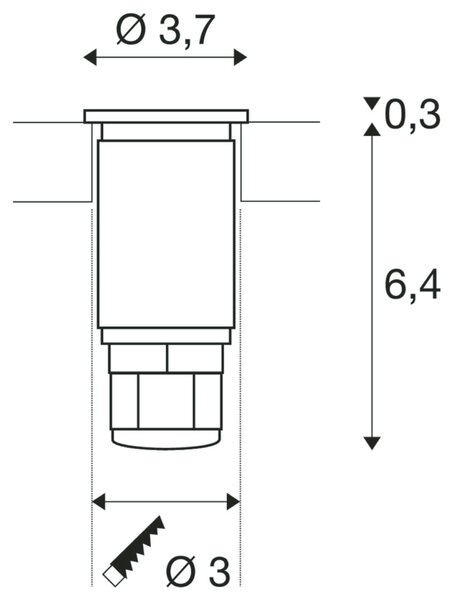 BIG WHITE SLV DASAR MINI 37, venkovní zapuštěné podlahové svítidlo, LED, 3000K, IP67, kulaté, kartáčovaná nerezová ocel, 12–24 V, 2