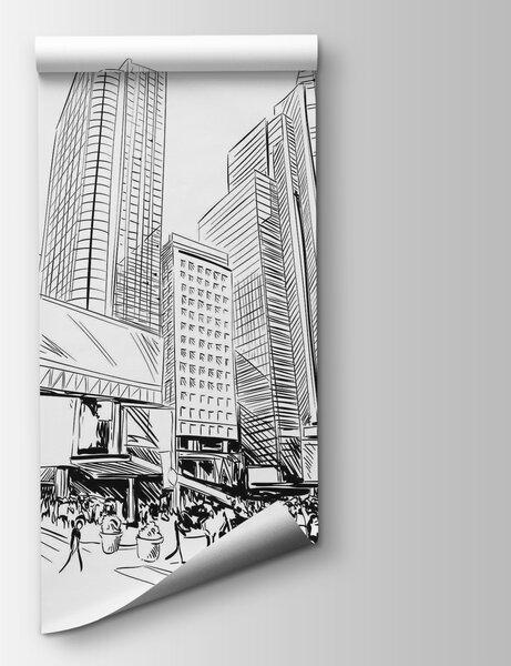 Fototapeta Kresba města s vysokými budovami, Fototapeta s panoramatem města, Populární fototapety, u29979 - Tapeko.co.cz