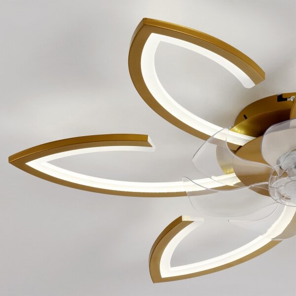 Brilagi - LED Stmívatelný stropní ventilátor LED/34W/230V pr. 78 cm zlatá + DO