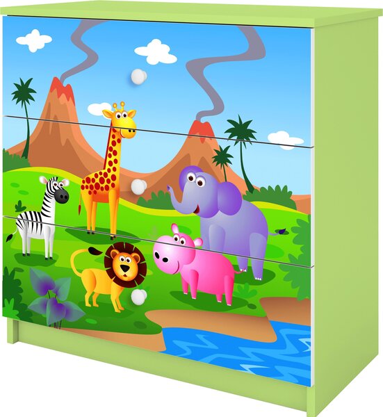 Dětská komoda Safari v zelené barvě Babydreams