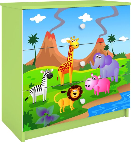 Dětská komoda Safari v zelené barvě Babydreams