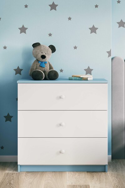 Dětská komoda bez vzoru v modré barvě Babydreams