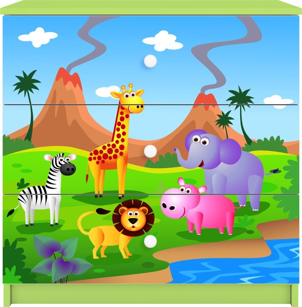 Dětská komoda Safari v zelené barvě Babydreams