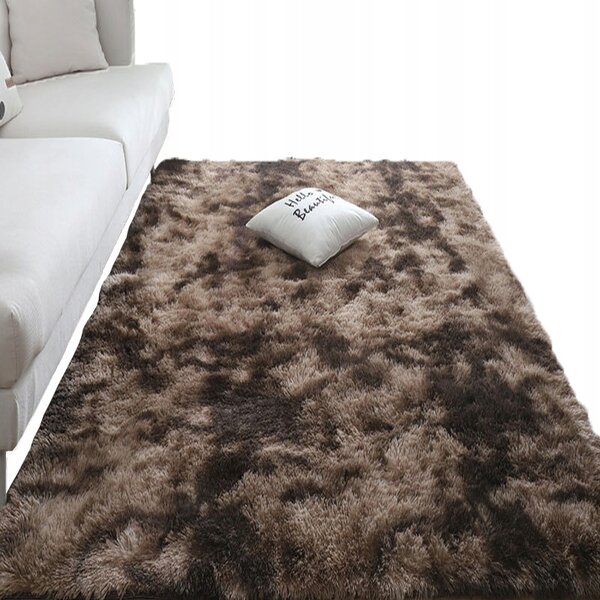Koberec Maribella hnědý kožešinový obdélníkový 120 x 170 cm polyester