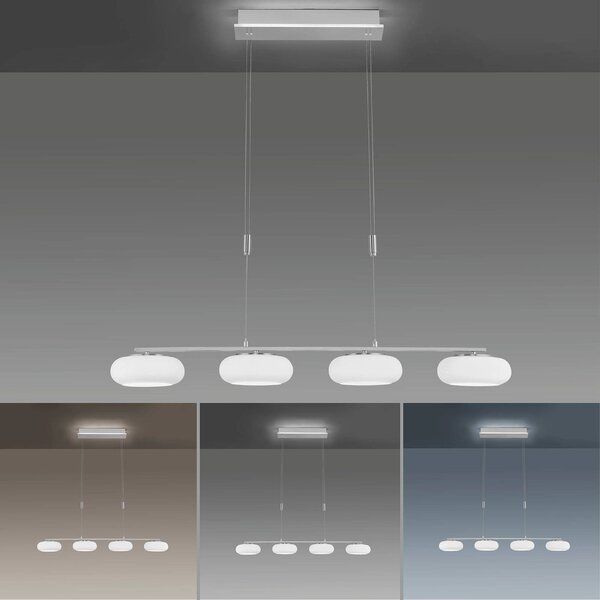 Q-Smart-Home Paul Neuhaus Q-ETIENNE LED závěsné světlo 4 zdroje, stmívatelný, Hliník / šedá / zinek, Obývací pokoj / jídelna, kov, Moderní