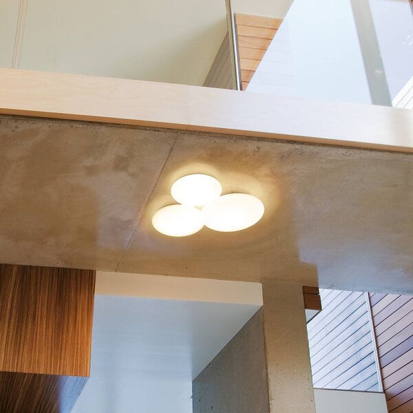 Vibia Puck – tříramenné stropní světlo, stmívatelný, Bílá / opál, Obývací pokoj / jídelna, Sklo, Design
