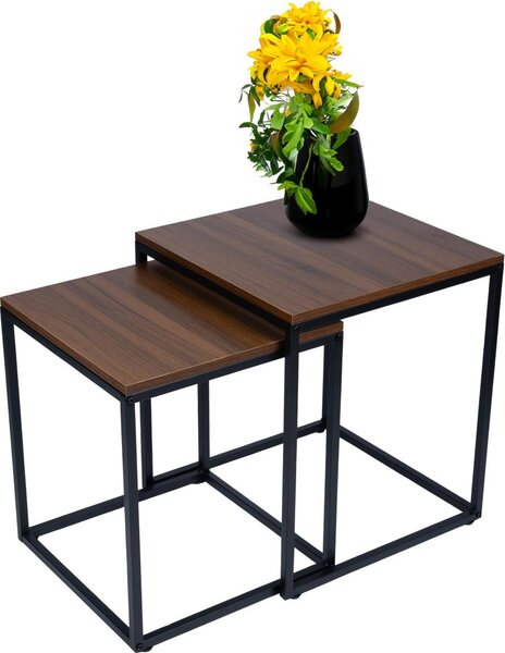 Bauerkraft G-820 Moderní čtvercové konferenční stolky 2v1, loft, ořech