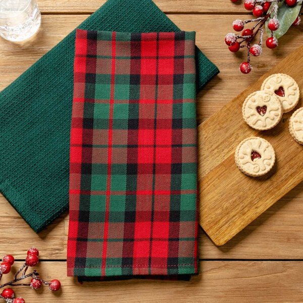 Sada kuchyňských utěrek TARTAN zelená / červená 944820