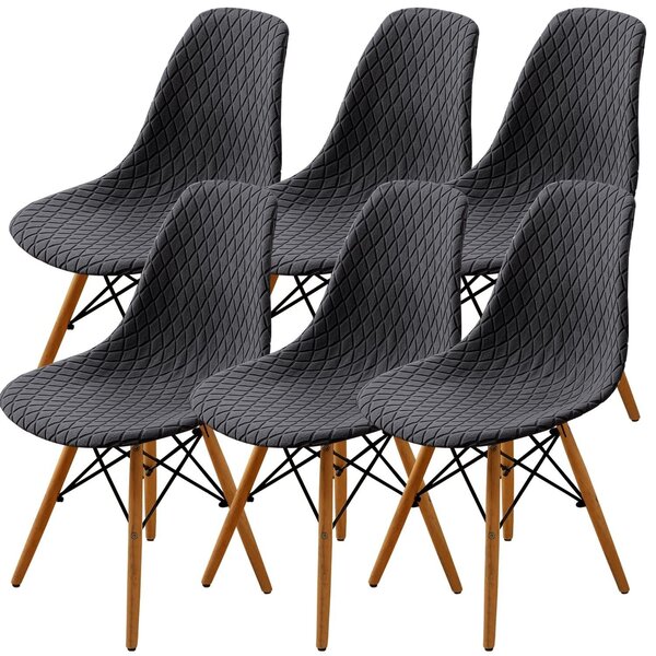 6 kusů potahů na jídelní židle - potahy v stylu mid-century modern, barva šedá
