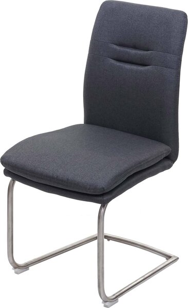 Jídelní židle HWC-H70, kuchyňská židle konzolové křeslo židle, látka/textil nerezová ocel kartáčovaná tmavě šedá