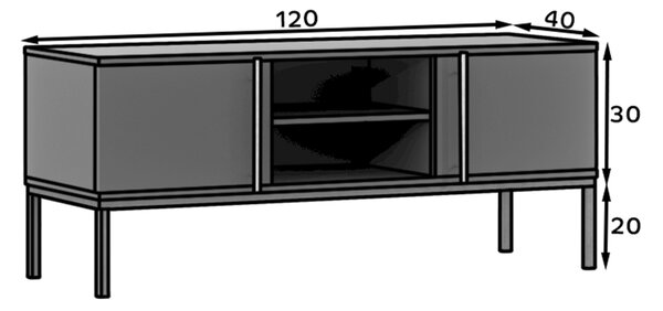 TV stolek LANZZI 120x40 cm, černý
