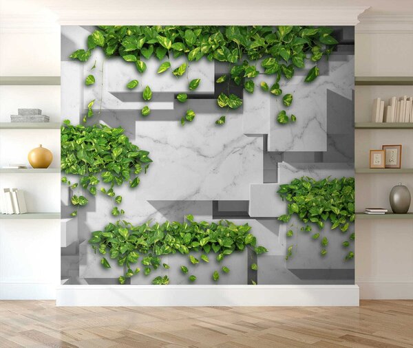 Fototapeta Stěna se zelenými listy, 3D fototapety, Populární fototapety, u34395 - Tapeko.co.cz