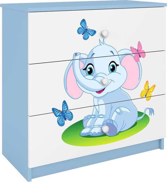 Dětská komoda slon v modré barvě Babydreams